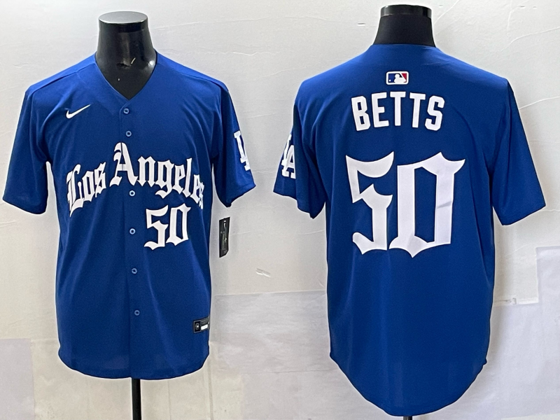 Men Los Angeles Dodgers #50 Betts Blue 2025 Nike MLB Jersey style 007